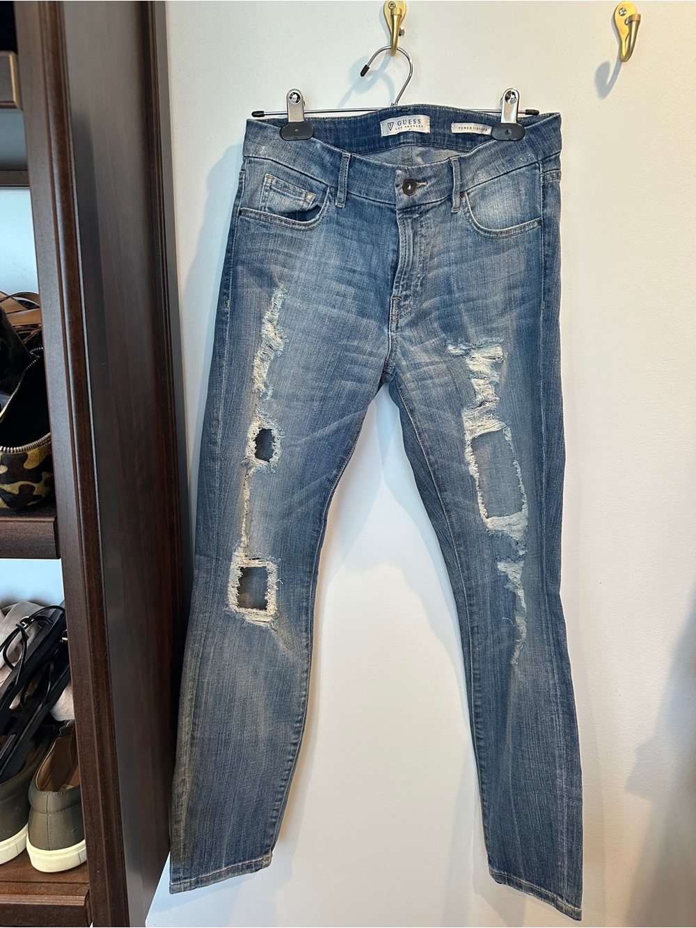 GUESS Women's Distressed Blue Skinny Jeans